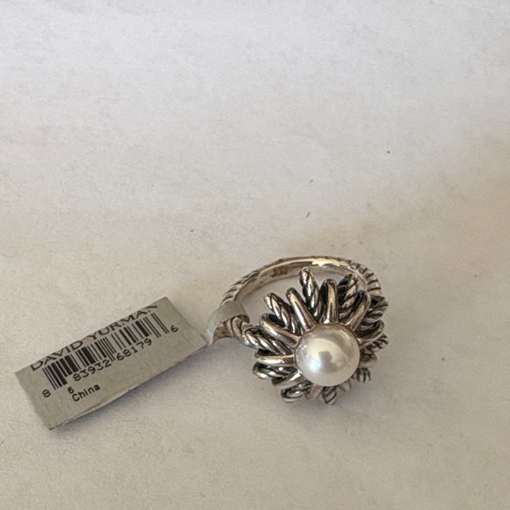David Yurman Silver Starburst Pearl Ring